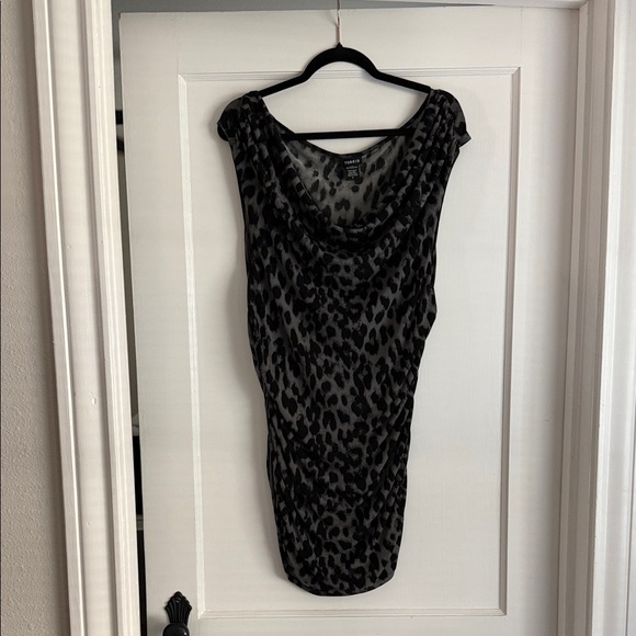 torrid Tops - Torrid Gray Leopard Print Cowl Neck Top